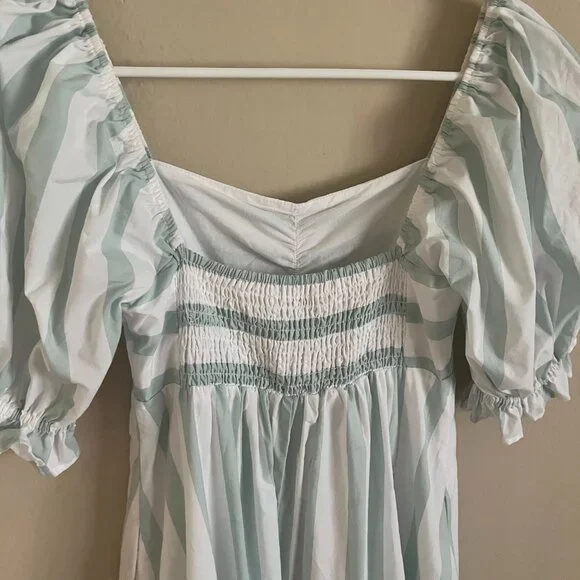 Abercrombie and Fitch Aqua and White Striped Ruffle Babydoll Maxi Dress XS - Picture 6 of 6